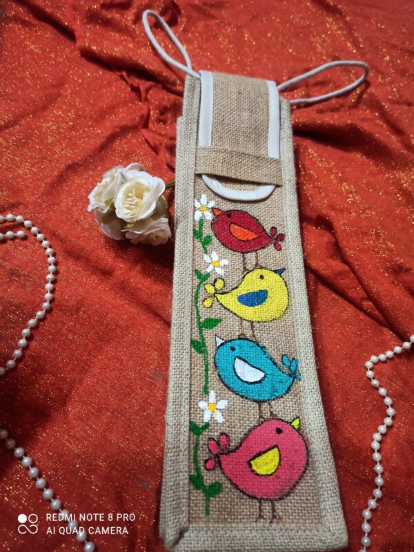 Hand Painted Jute Bottle Bags - Image 7