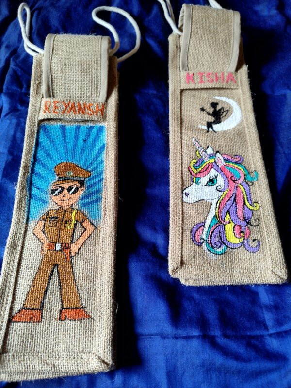 Hand Painted Jute Bottle Bags