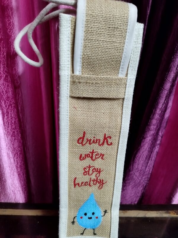 Hand Painted Jute Bottle Bags - Image 4