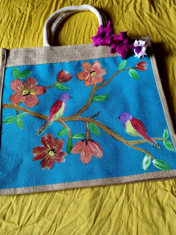 Hand Painted Jute and Canvas Bags - Image 3