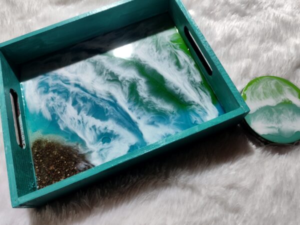 Pinewood Tray Coasters Set