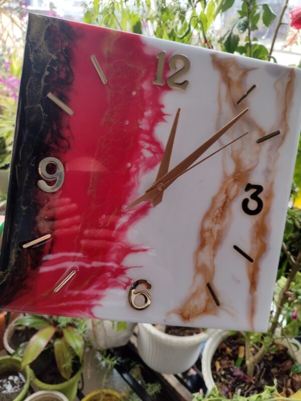 Square Colorful Resin Clock - Image 3