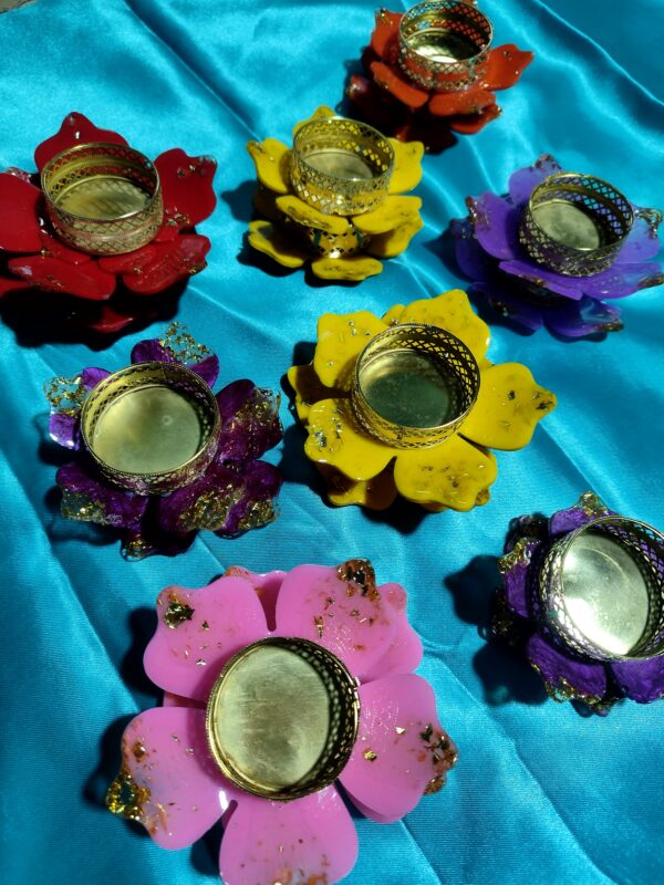 Resin Tea Lights in Flower Theme