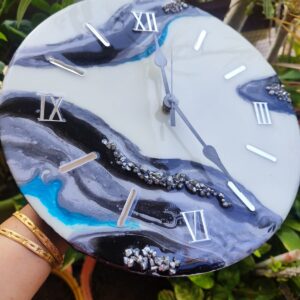 Resin Wall Clock with Crystals