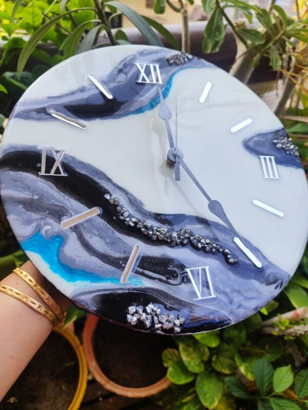 Resin Wall Clock with Crystals
