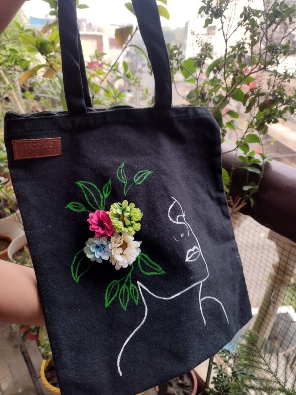 Black Canvas Tote Bag - Image 3