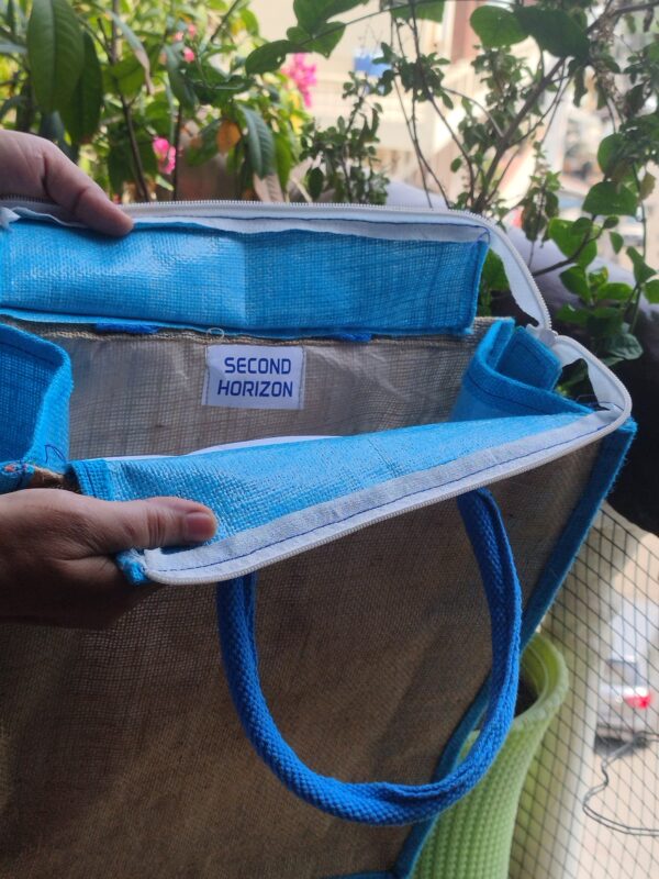 Blue Beige Lunch Bag - Image 5