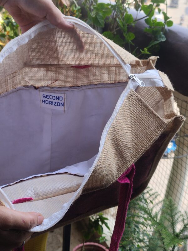 Maroon Beige Big Size Bag - Image 2